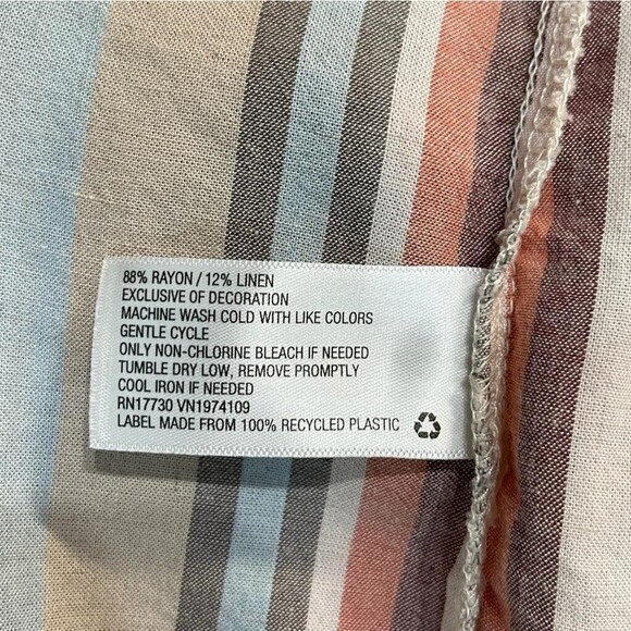 KNOX ROSE Womens XS Boho Flowy Stripe Shift Dress Mulitcolor Linen Blend - Picture 15 of 16